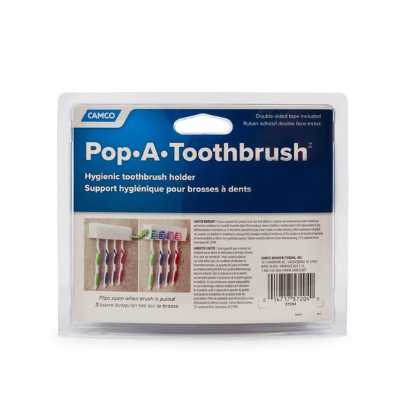 Camco POP-A-TOOTHBRUSH, 4-BRUSH, WHITE 57204